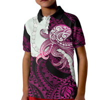 Pink Galaxy Polynesia Tribal Octopus Tattoo Kid Polo Shirt Pikake Lei Polynesian Pattern