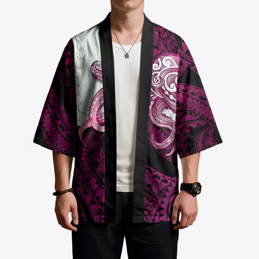 Pink Galaxy Polynesia Tribal Octopus Tattoo Kimono Pikake Lei Polynesian Pattern