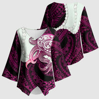 Pink Galaxy Polynesia Tribal Octopus Tattoo Kimono Sleeve Blouse Pikake Lei Polynesian Pattern