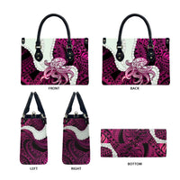Pink Galaxy Polynesia Tribal Octopus Tattoo Leather Bag Pikake Lei Polynesian Pattern