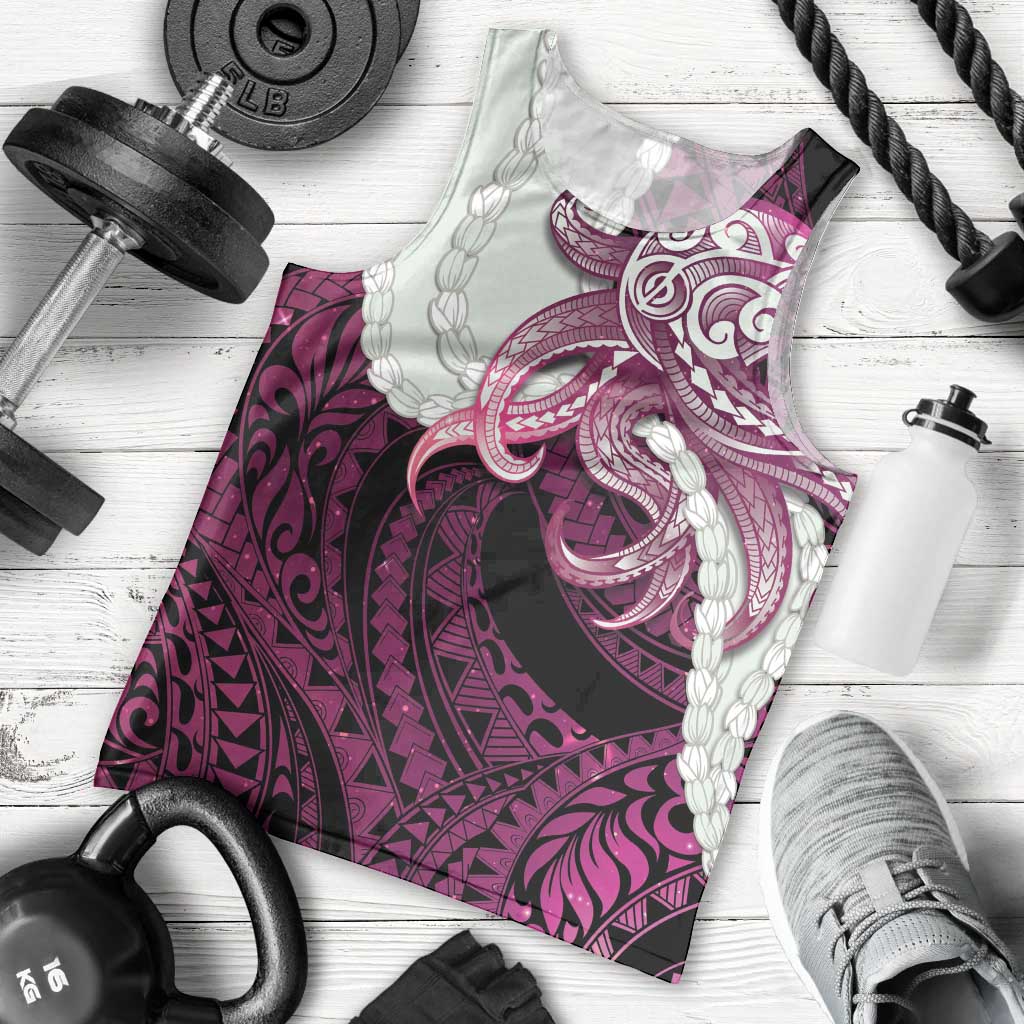 Pink Galaxy Polynesia Tribal Octopus Tattoo Men Tank Top Pikake Lei Polynesian Pattern