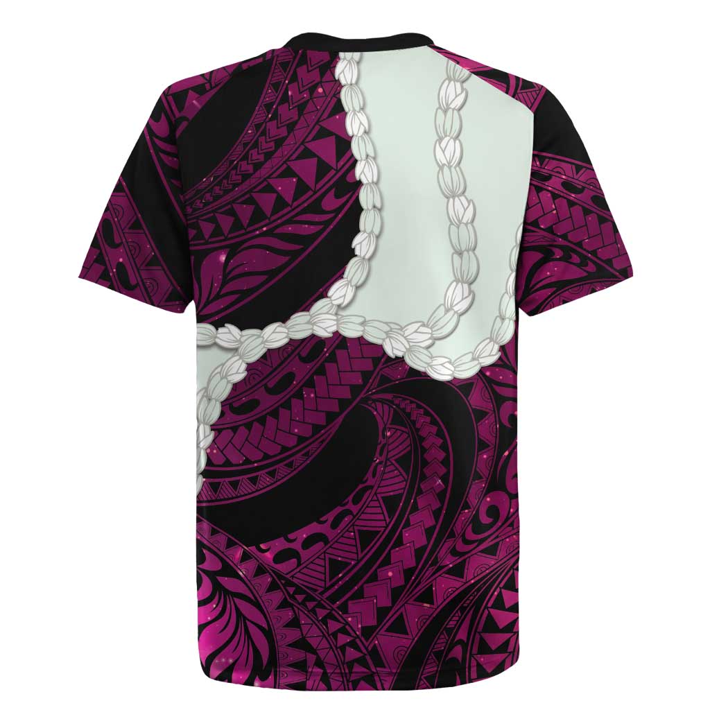 Pink Galaxy Polynesia Tribal Octopus Tattoo Rugby Jersey Pikake Lei Polynesian Pattern