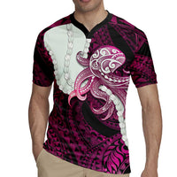 Pink Galaxy Polynesia Tribal Octopus Tattoo Rugby Jersey Pikake Lei Polynesian Pattern