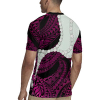 Pink Galaxy Polynesia Tribal Octopus Tattoo Rugby Jersey Pikake Lei Polynesian Pattern