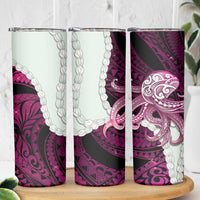 Pink Galaxy Polynesia Tribal Octopus Tattoo Skinny Tumbler Pikake Lei Polynesian Pattern LT14 - Polynesian Pride
