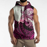 Pink Galaxy Polynesia Tribal Octopus Tattoo Sleeveless Hoodie Pikake Lei Polynesian Pattern