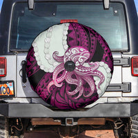Pink Galaxy Polynesia Tribal Octopus Tattoo Spare Tire Cover Pikake Lei Polynesian Pattern