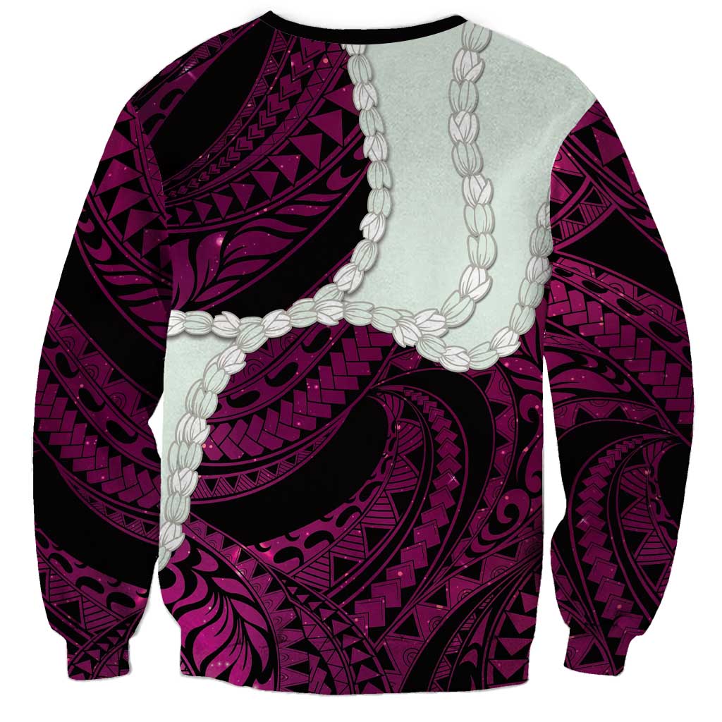 Pink Galaxy Polynesia Tribal Octopus Tattoo Sweatshirt Pikake Lei Polynesian Pattern