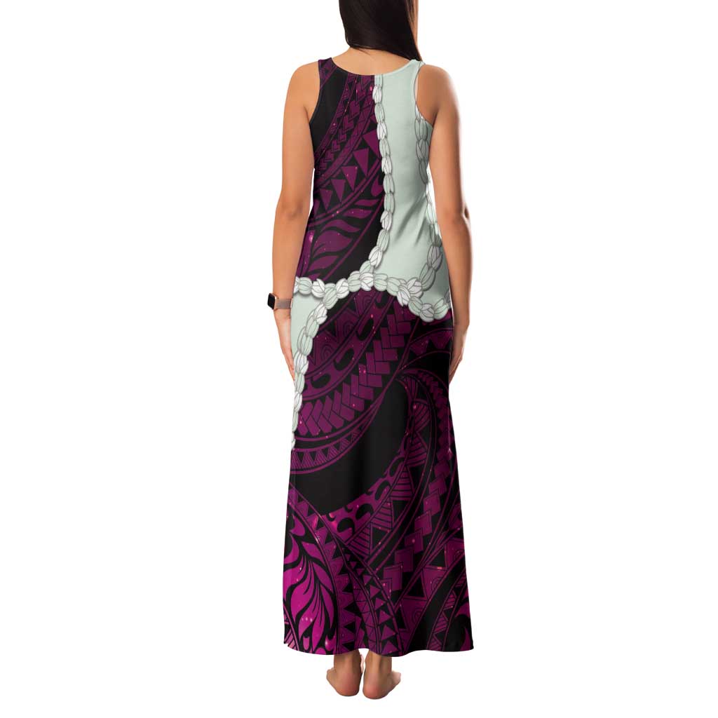 Pink Galaxy Polynesia Tribal Octopus Tattoo Tank Maxi Dress Pikake Lei Polynesian Pattern