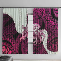 Pink Galaxy Polynesia Tribal Octopus Tattoo Window Curtain Pikake Lei Polynesian Pattern