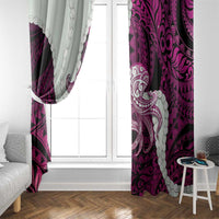Pink Galaxy Polynesia Tribal Octopus Tattoo Window Curtain Pikake Lei Polynesian Pattern