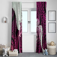 Pink Galaxy Polynesia Tribal Octopus Tattoo Window Curtain Pikake Lei Polynesian Pattern