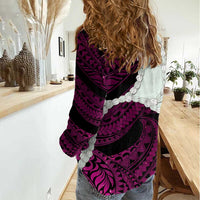Pink Galaxy Polynesia Tribal Octopus Tattoo Women Casual Shirt Pikake Lei Polynesian Pattern LT14 - Polynesian Pride