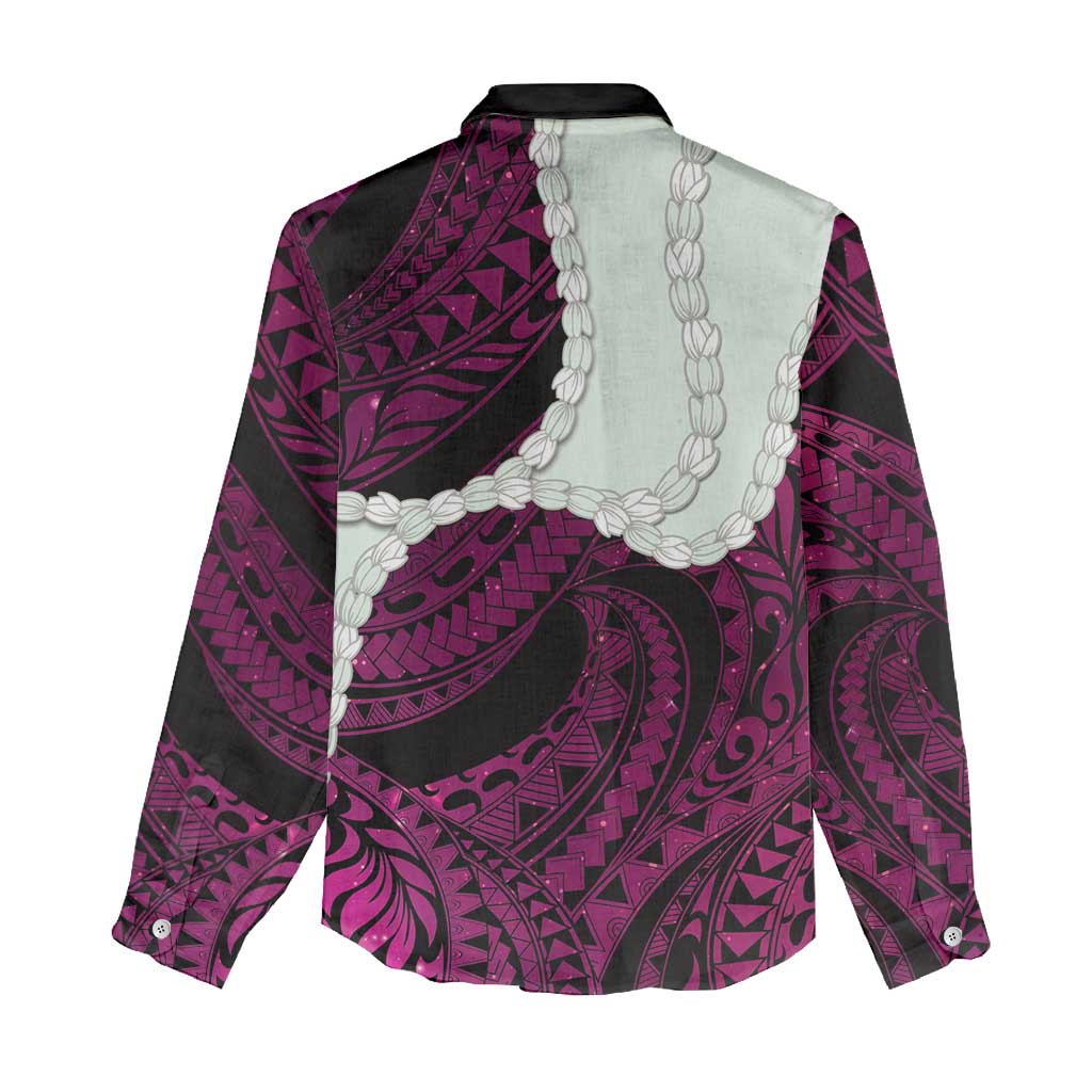 Pink Galaxy Polynesia Tribal Octopus Tattoo Women Casual Shirt Pikake Lei Polynesian Pattern LT14 - Polynesian Pride