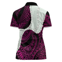 Pink Galaxy Polynesia Tribal Octopus Tattoo Women Polo Shirt Pikake Lei Polynesian Pattern