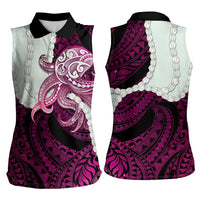 Pink Galaxy Polynesia Tribal Octopus Tattoo Women Sleeveless Polo Shirt Pikake Lei Polynesian Pattern LT14 - Polynesian Pride