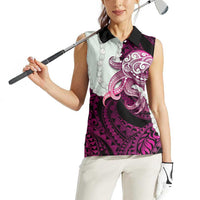 Pink Galaxy Polynesia Tribal Octopus Tattoo Women Sleeveless Polo Shirt Pikake Lei Polynesian Pattern LT14 - Polynesian Pride
