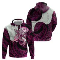 Pink Galaxy Polynesia Tribal Octopus Tattoo Zip Hoodie Pikake Lei Polynesian Pattern