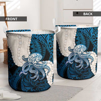 Blue Galaxy Polynesia Tribal Octopus Tattoo Laundry Basket Pikake Lei Polynesian Pattern