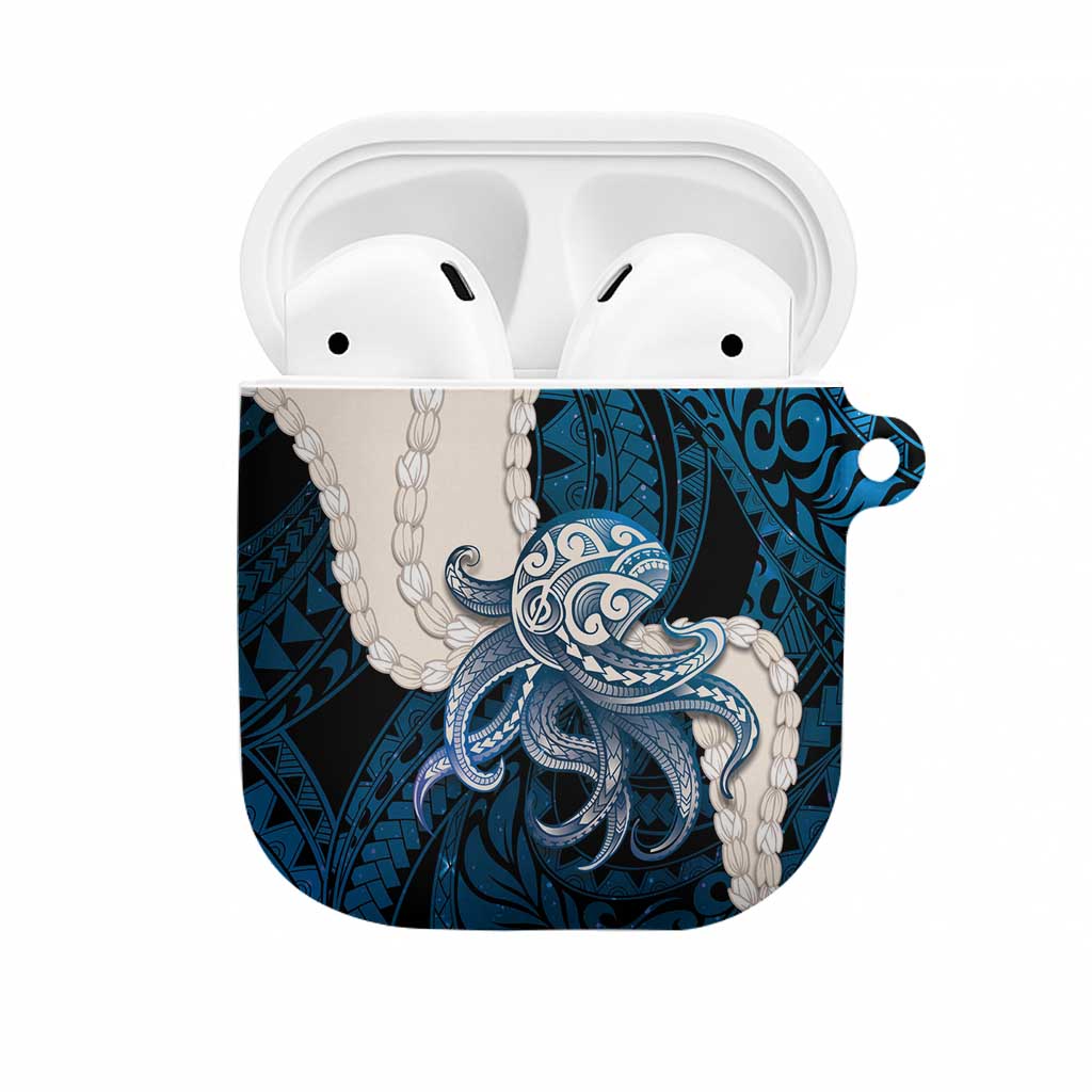 Blue Galaxy Polynesia Tribal Octopus Tattoo AirPods Case Pikake Lei Polynesian Pattern