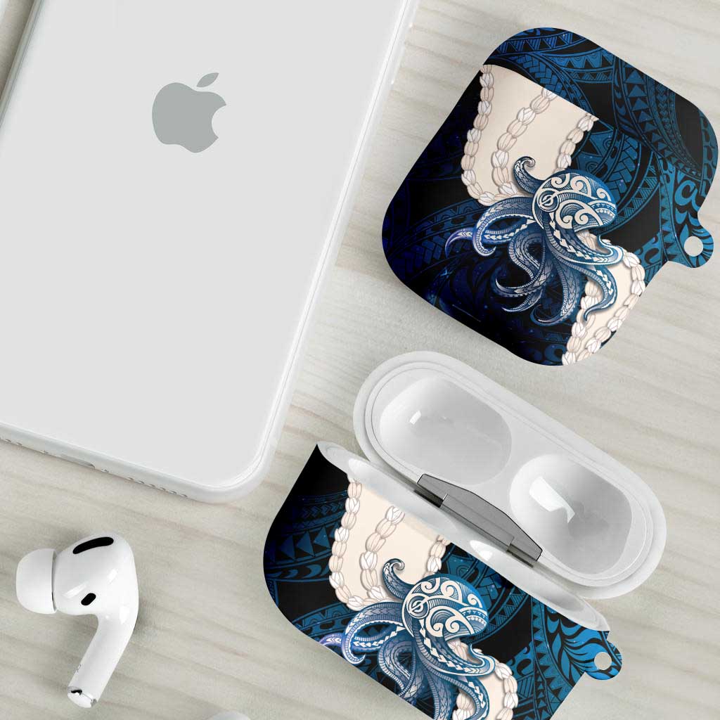 Blue Galaxy Polynesia Tribal Octopus Tattoo AirPods Case Pikake Lei Polynesian Pattern