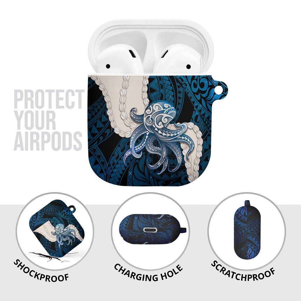 Blue Galaxy Polynesia Tribal Octopus Tattoo AirPods Case Pikake Lei Polynesian Pattern