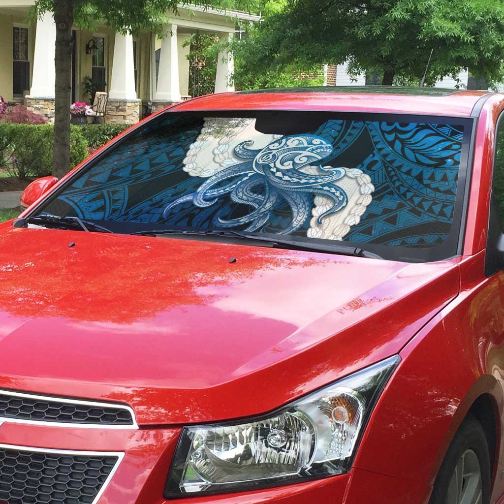 Blue Galaxy Polynesia Tribal Octopus Tattoo Auto Sun Shade Pikake Lei Polynesian Pattern