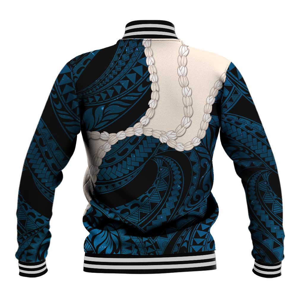 Blue Galaxy Polynesia Tribal Octopus Tattoo Baseball Jacket Pikake Lei Polynesian Pattern