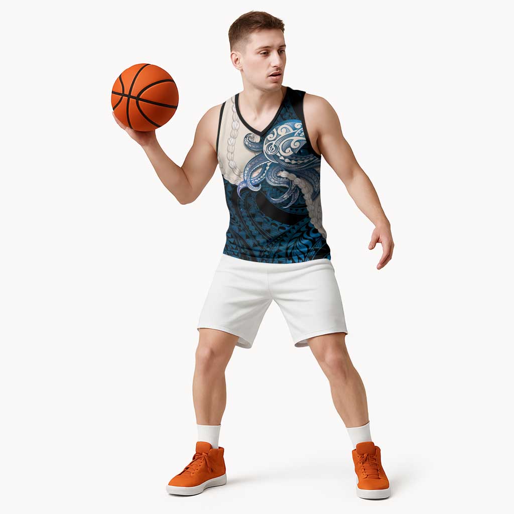 Blue Galaxy Polynesia Tribal Octopus Tattoo Basketball Jersey Pikake Lei Polynesian Pattern