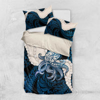 Blue Galaxy Polynesia Tribal Octopus Tattoo Bedding Set Pikake Lei Polynesian Pattern