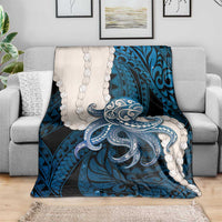 Blue Galaxy Polynesia Tribal Octopus Tattoo Blanket Pikake Lei Polynesian Pattern
