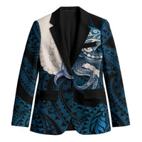 Blue Galaxy Polynesia Tribal Octopus Tattoo Blazer Pikake Lei Polynesian Pattern