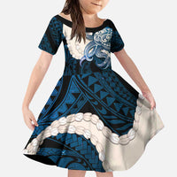 Blue Galaxy Polynesia Tribal Octopus Tattoo Family Matching Mermaid Dress and Hawaiian Shirt Pikake Lei Polynesian Pattern