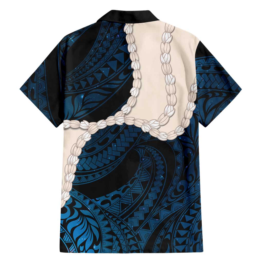 Blue Galaxy Polynesia Tribal Octopus Tattoo Family Matching Short Sleeve Bodycon Dress and Hawaiian Shirt Pikake Lei Polynesian Pattern