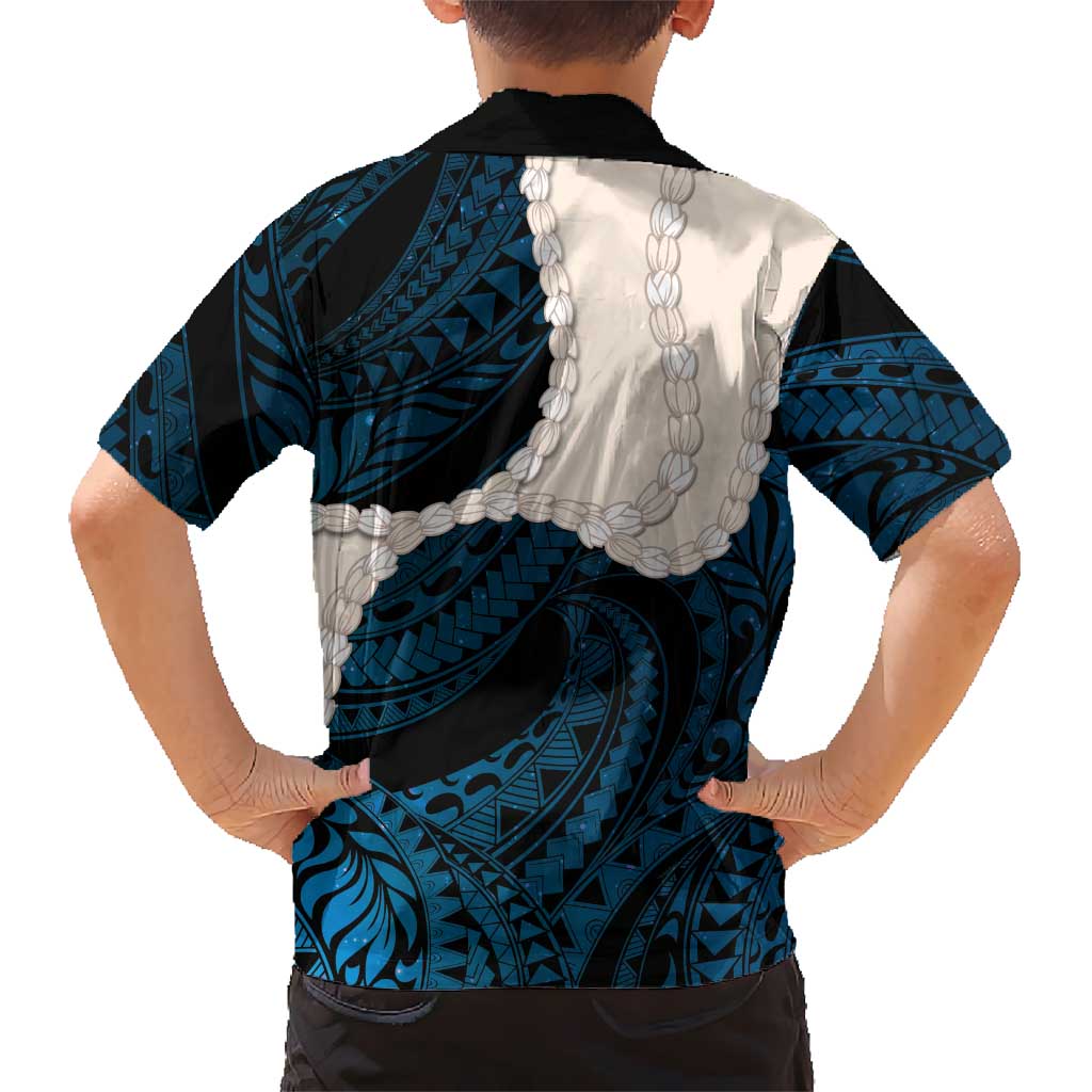 Blue Galaxy Polynesia Tribal Octopus Tattoo Family Matching Summer Maxi Dress and Hawaiian Shirt Pikake Lei Polynesian Pattern