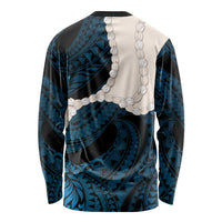 Blue Galaxy Polynesia Tribal Octopus Tattoo Long Sleeve Shirt Pikake Lei Polynesian Pattern