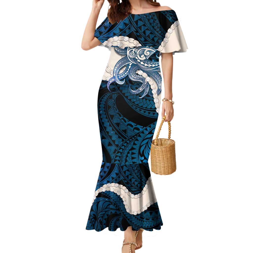 Blue Galaxy Polynesia Tribal Octopus Tattoo Mermaid Dress Pikake Lei Polynesian Pattern
