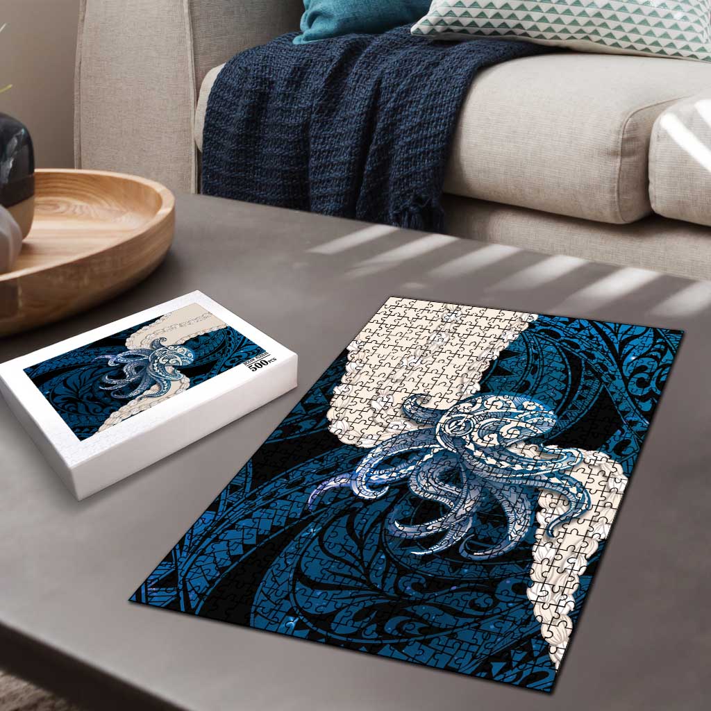 Blue Galaxy Polynesia Tribal Octopus Tattoo Puzzle Pikake Lei Polynesian Pattern