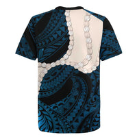 Blue Galaxy Polynesia Tribal Octopus Tattoo Rugby Jersey Pikake Lei Polynesian Pattern