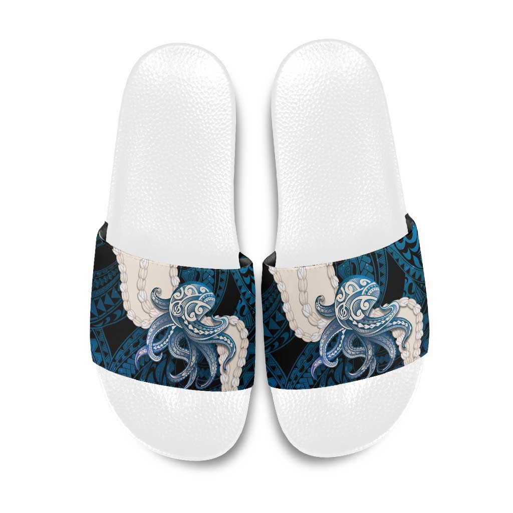 Blue Galaxy Polynesia Tribal Octopus Tattoo Slide Sandals Pikake Lei Polynesian Pattern