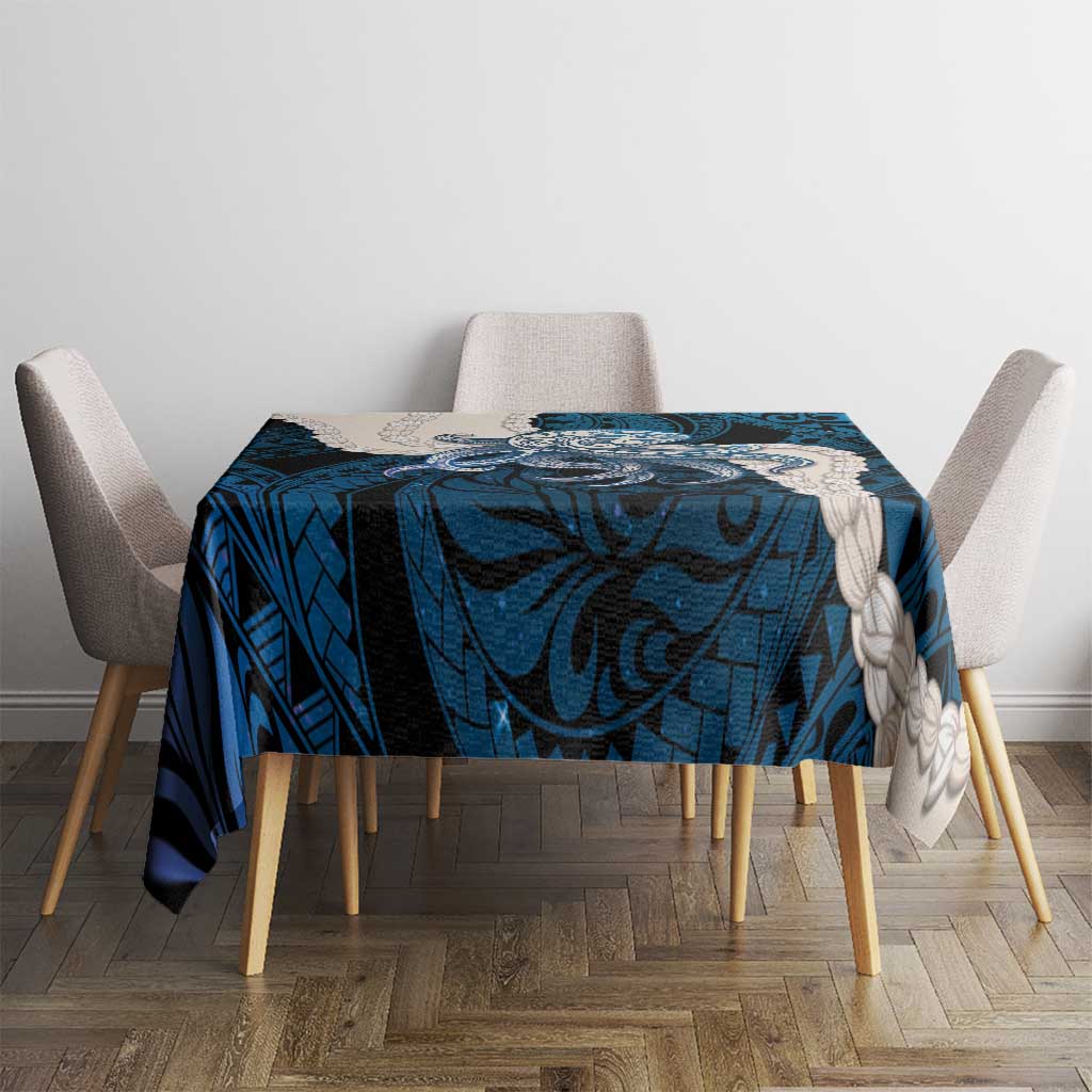 Blue Galaxy Polynesia Tribal Octopus Tattoo Tablecloth Pikake Lei Polynesian Pattern
