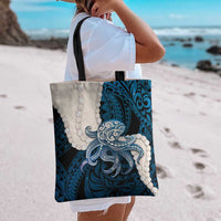 Blue Galaxy Polynesia Tribal Octopus Tattoo Tote Bag Pikake Lei Polynesian Pattern