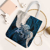 Blue Galaxy Polynesia Tribal Octopus Tattoo Tote Bag Pikake Lei Polynesian Pattern