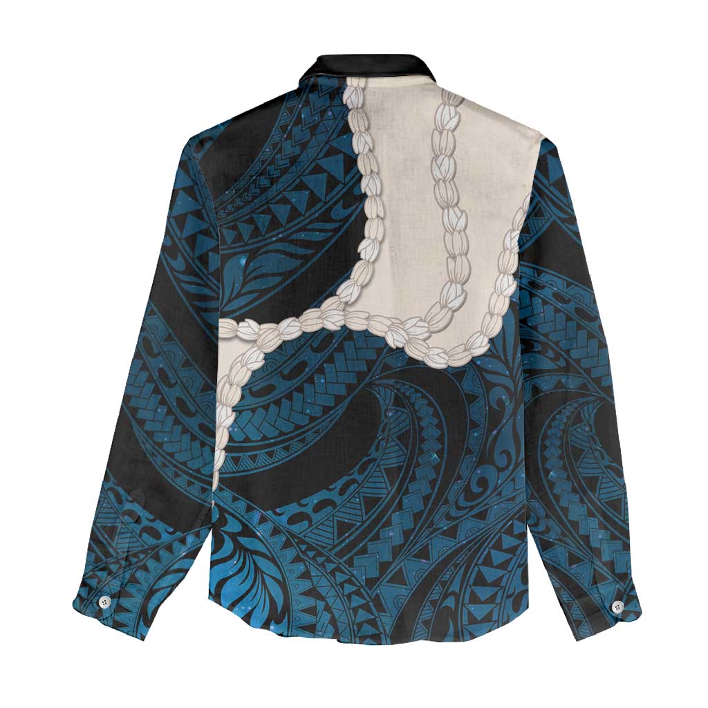 Blue Galaxy Polynesia Tribal Octopus Tattoo Women Casual Shirt Pikake Lei Polynesian Pattern LT14 - Polynesian Pride