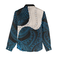 Blue Galaxy Polynesia Tribal Octopus Tattoo Women Casual Shirt Pikake Lei Polynesian Pattern LT14 - Polynesian Pride