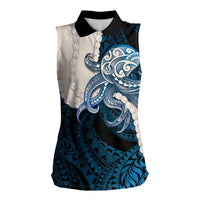 Blue Galaxy Polynesia Tribal Octopus Tattoo Women Sleeveless Polo Shirt Pikake Lei Polynesian Pattern