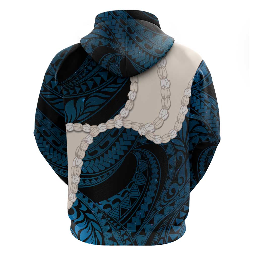 Blue Galaxy Polynesia Tribal Octopus Tattoo Zip Hoodie Pikake Lei Polynesian Pattern