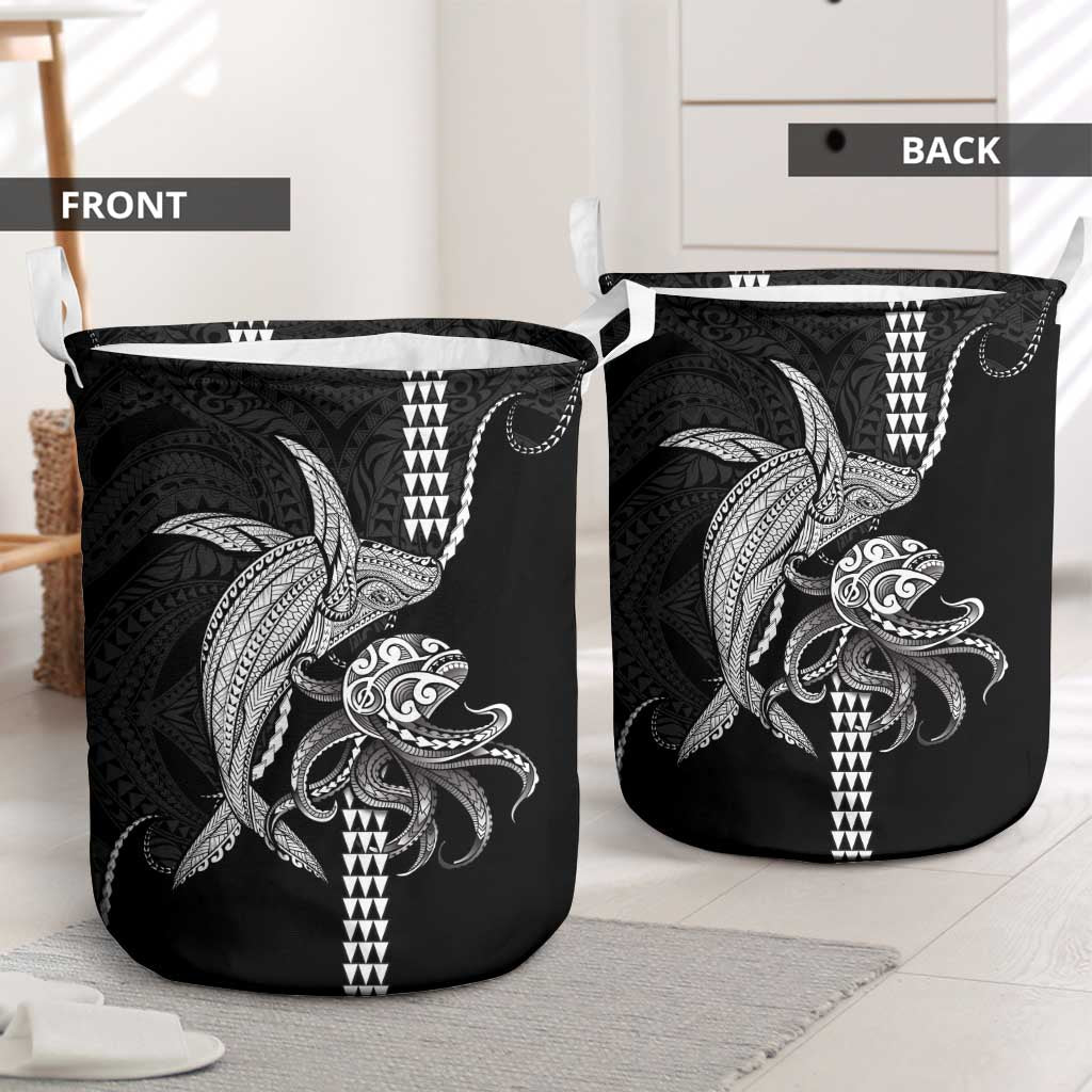Kanaloa Aloha Hawaii Laundry Basket Humpback Whale Octopus Tattoo Kakau Pattern