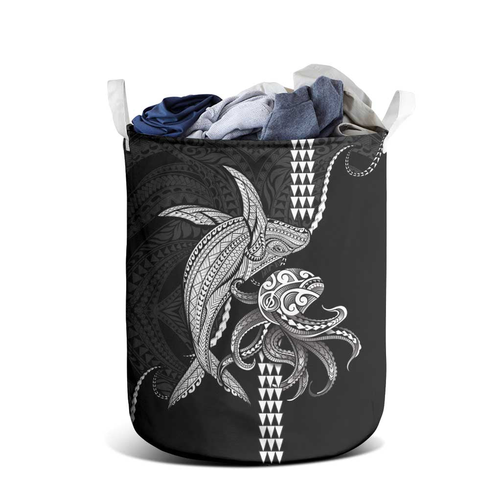 Kanaloa Aloha Hawaii Laundry Basket Humpback Whale Octopus Tattoo Kakau Pattern