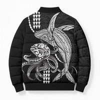 Kanaloa Aloha Hawaii Bomber Puffer Jacket Humpback Whale Octopus Tattoo Kakau Pattern